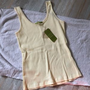 Sigrid Olsen Pale Yellow Bead Tank Top small